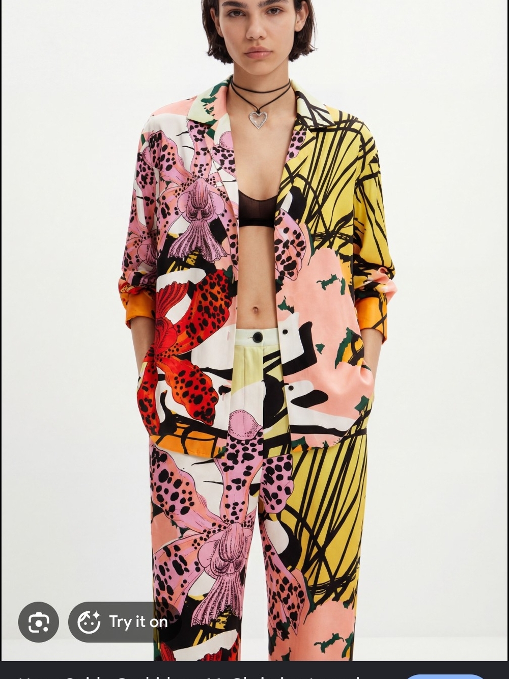 Desigual  Floral-Print Blouse in Pink, Coral, Yellow, Black, White